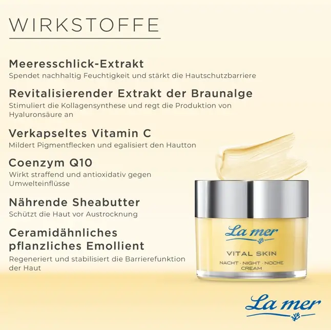 La mer Vital Skin Nachtcreme Wirkstoffe