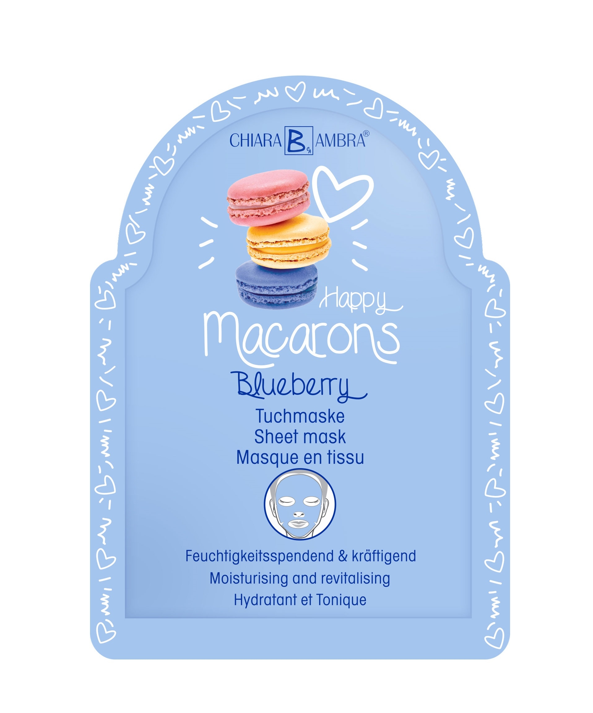 chiara ambra feuchtigkeitsspendende und kr ftigende tuchmaske macarons blueberry 