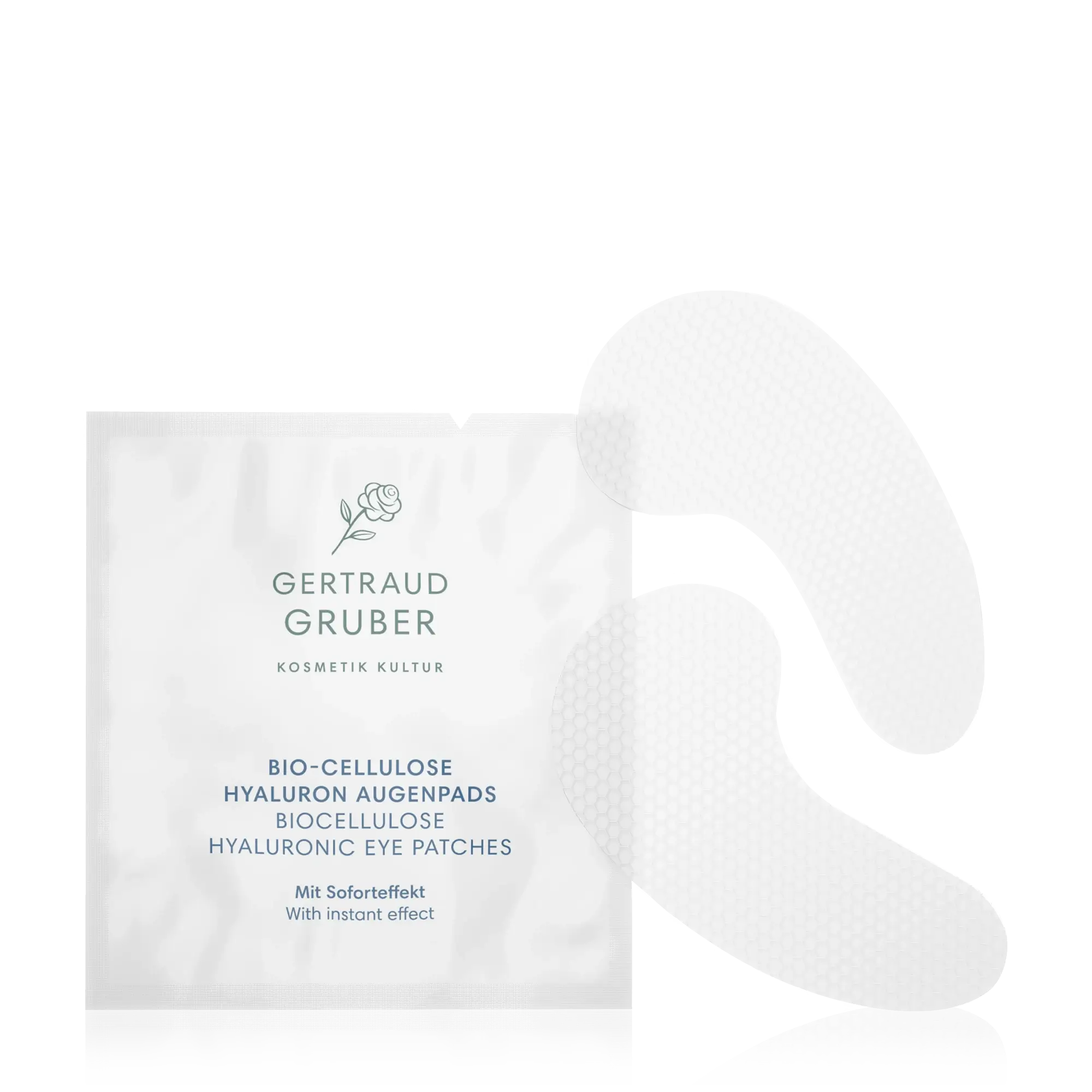 Gertraud Gruber HYDRO Bio-Cellulose Hyaluron Augenpads – Augenpflege mit Hyaluronwirkung für trockene Haut – 4 x 2 Pads