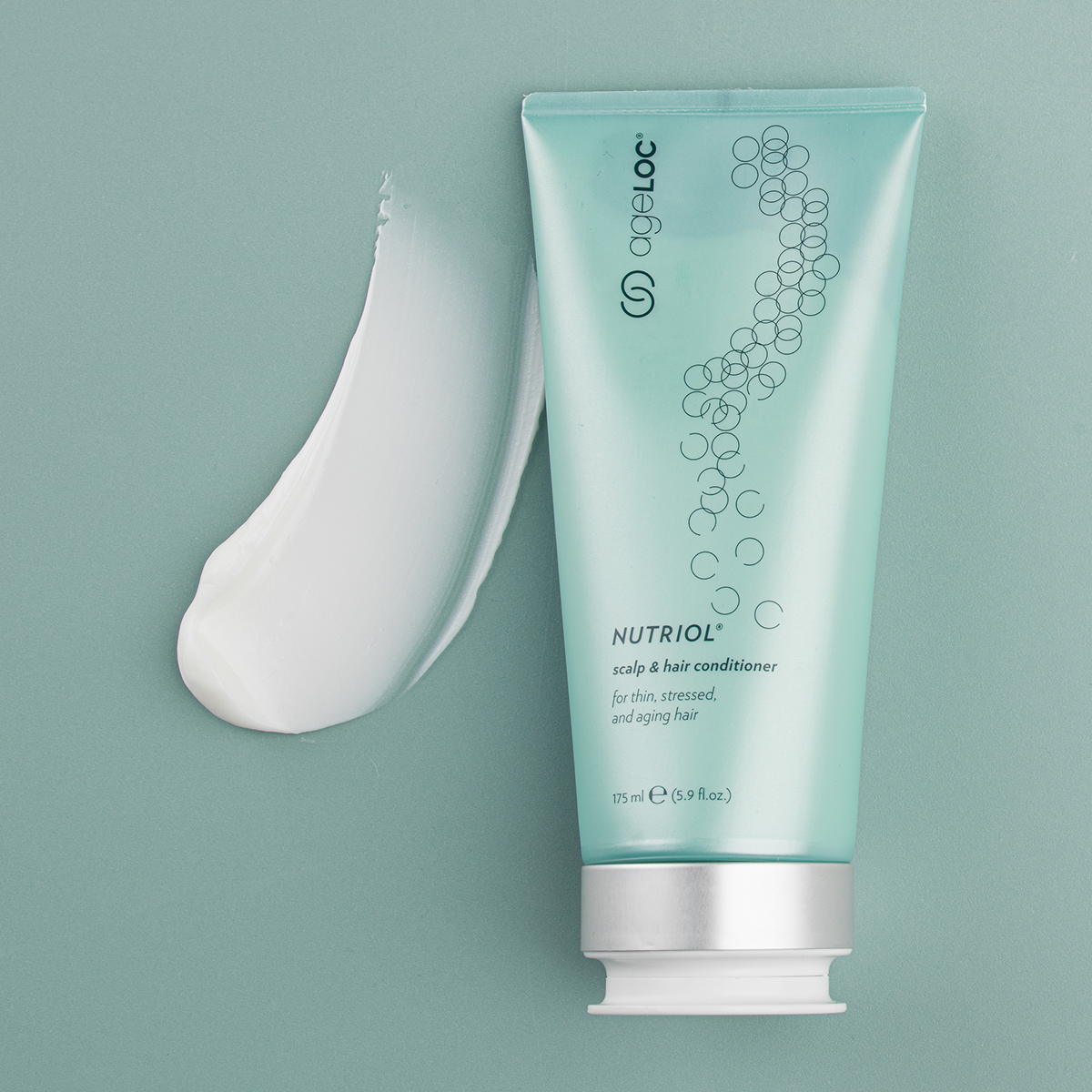 nu skin ageloc nutriol hair thickening conditioner swatch with product