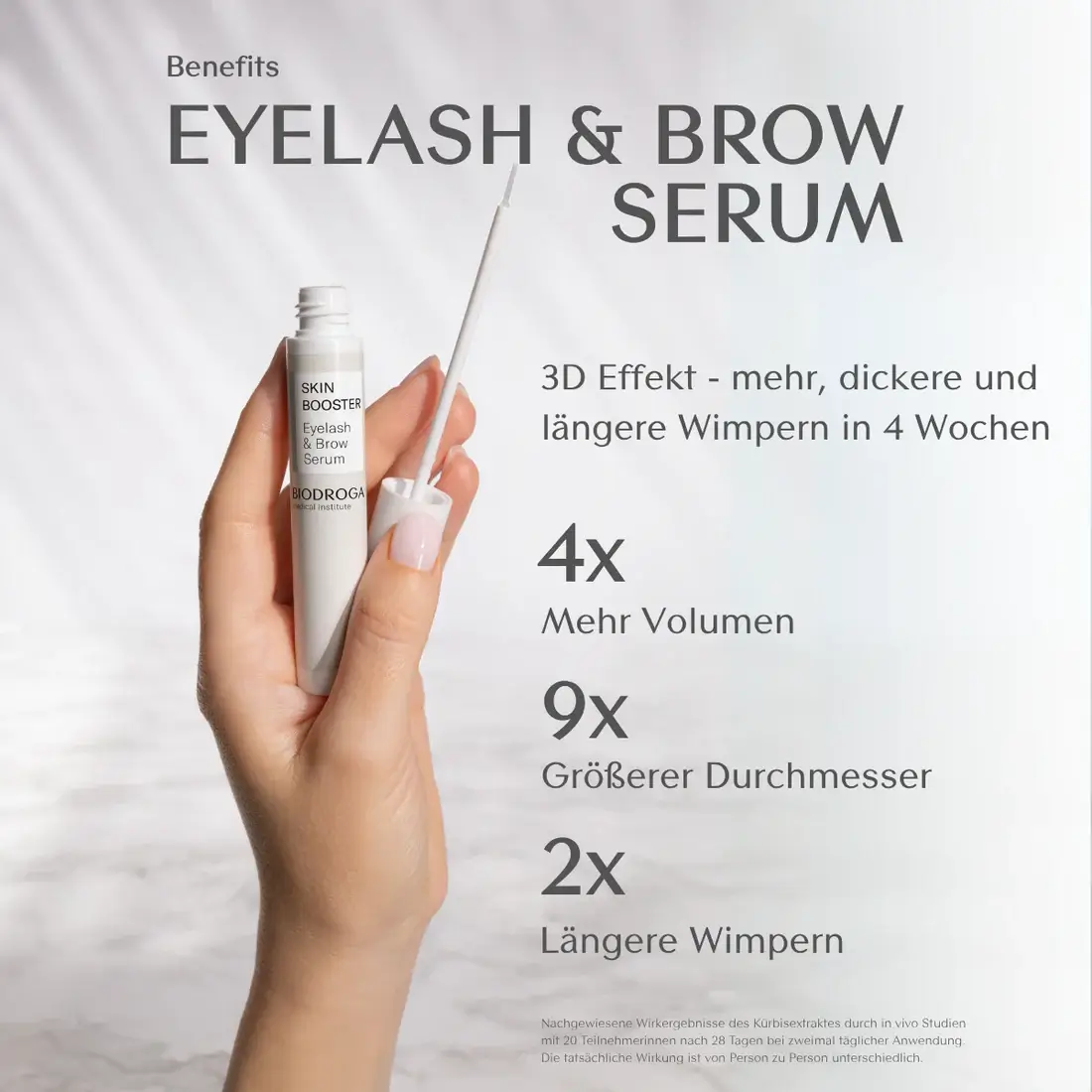 Biodroga Skin Booster  Eyelash Brow Serum Vorteile aufgeführt