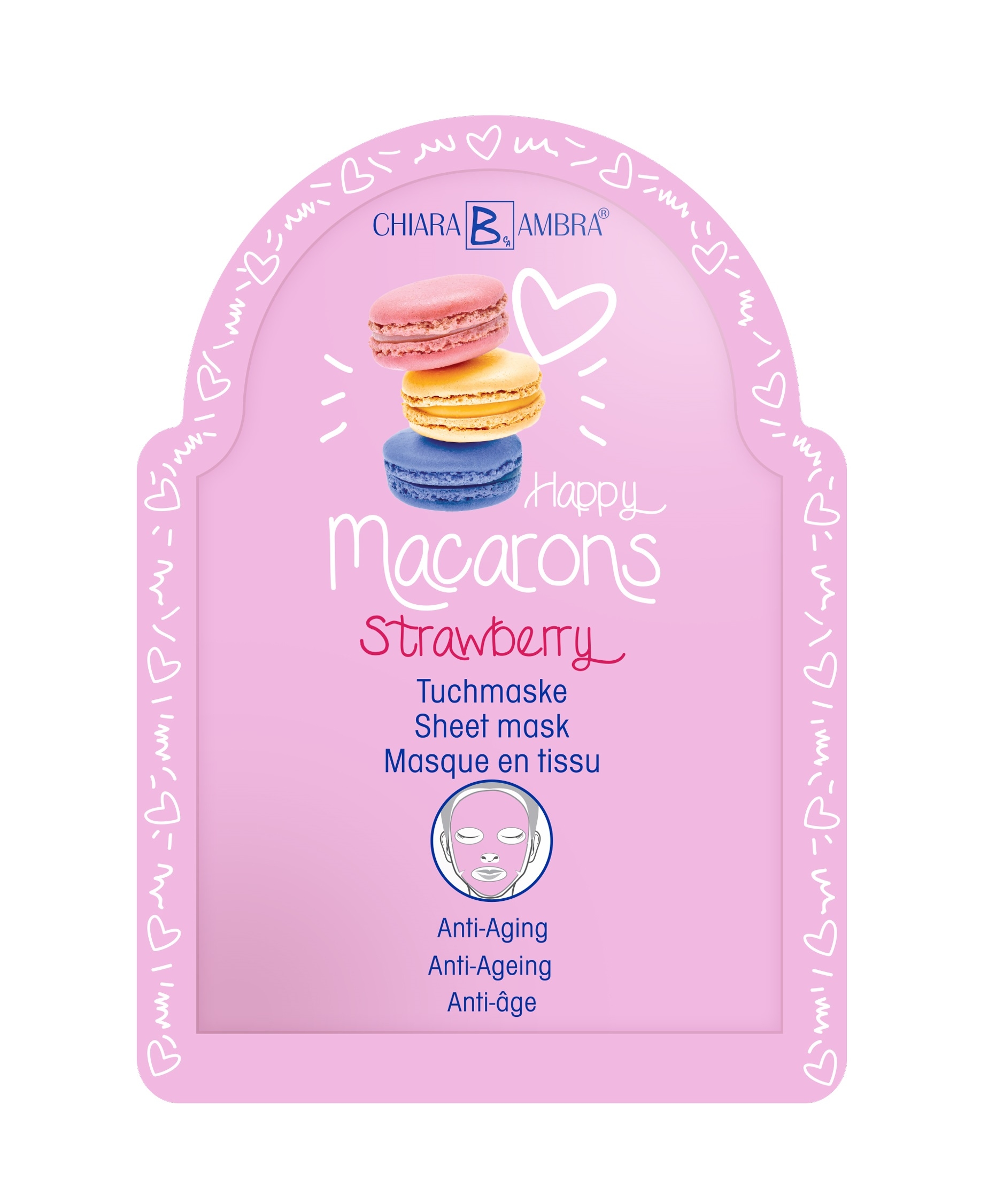 Chiara Ambra Anti-Aging Tuchmaske „Macarons-Strawberry“ 1 Stk.